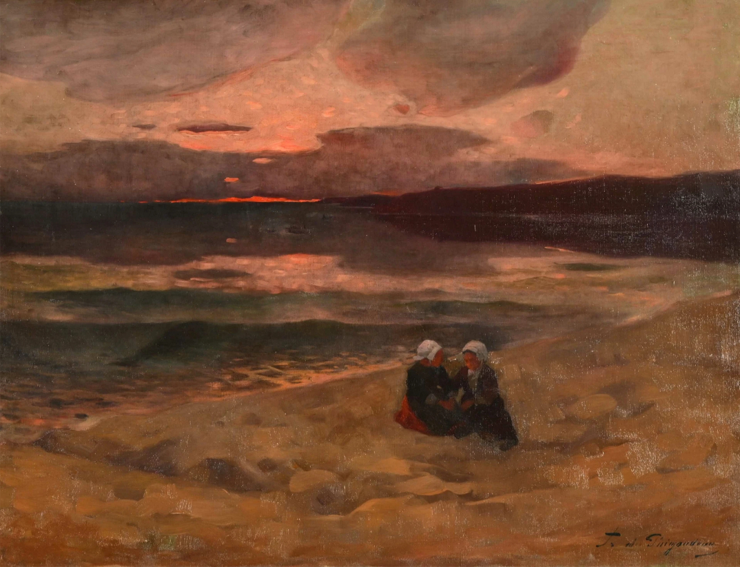 Deux bretonnes en discussion sur la plage