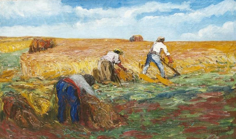 Moisson à Villes-sur-Auzon, vers 1898