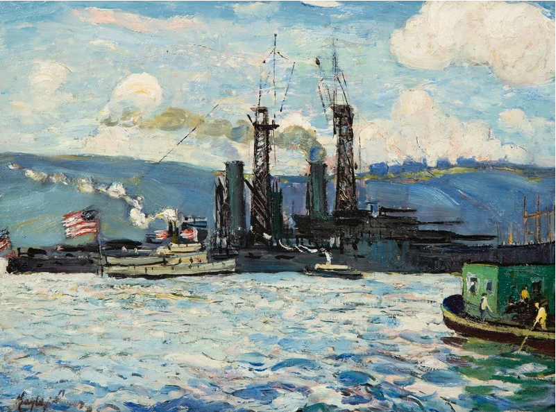 Navire de guerre sur l'Hudson