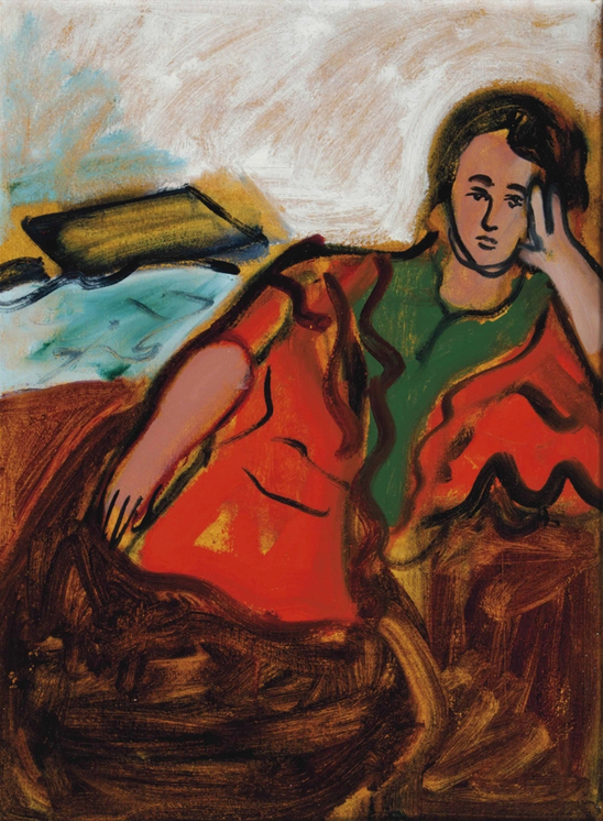 Fille au châle orange