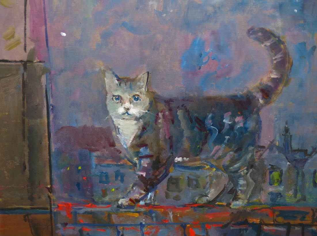 Chat sur les carreaux