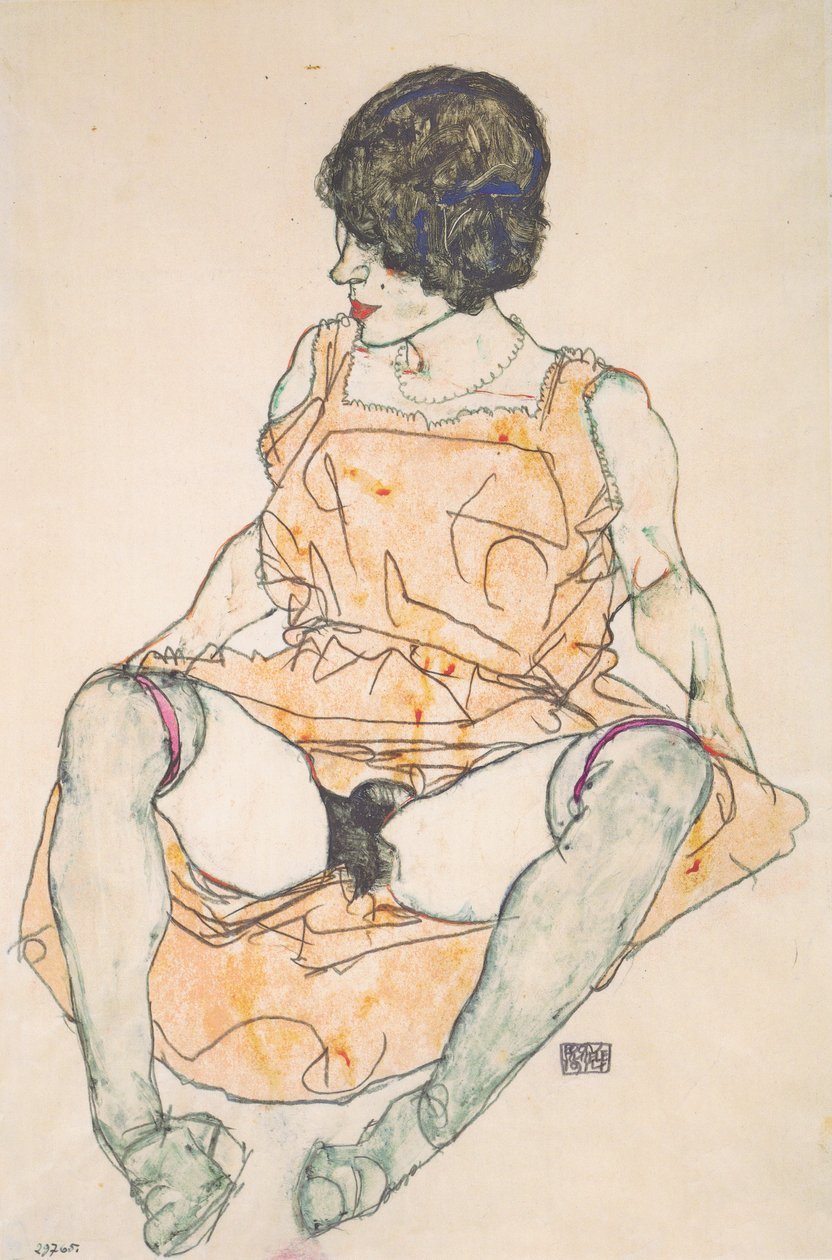 Femme assise à la robe relevée, 1914