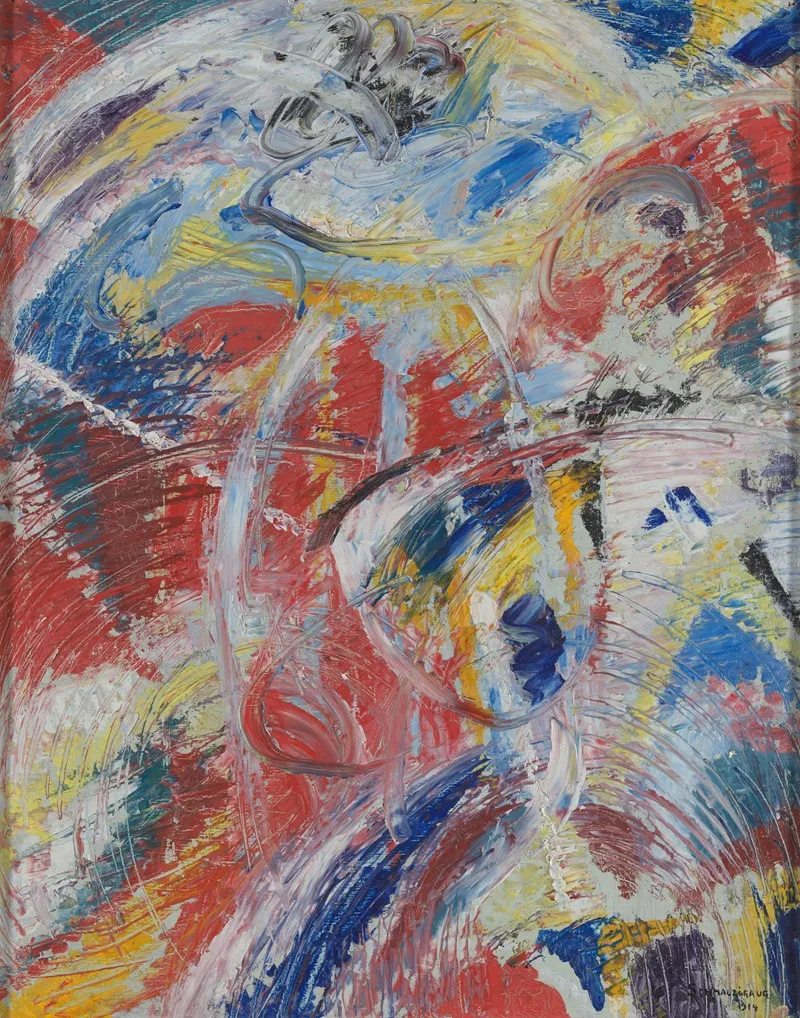 Développement d'un thème en rouge : Carnaval (1914)