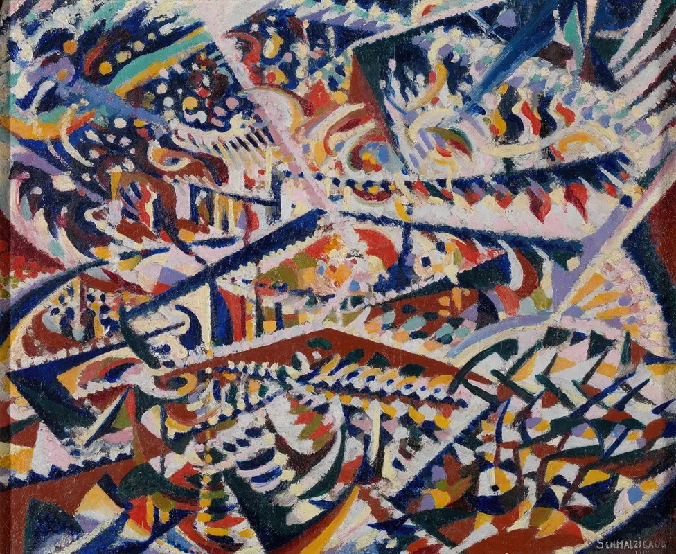 Lumière + miroirs et foule ; intérieur d'une salle de bal populaire à Anvers (1914)