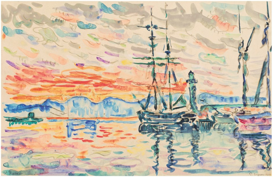 Saint-Tropez, le port au coucher du soleil, 1906