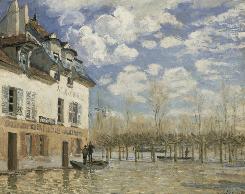 Bateau dans l'inondation à Port Marly (1876)