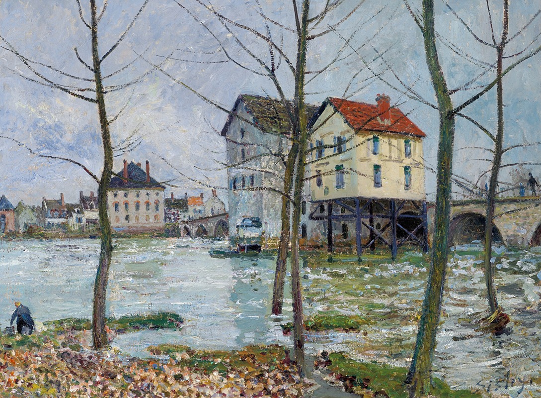 Les moulins de Moret, en hiver (1890)