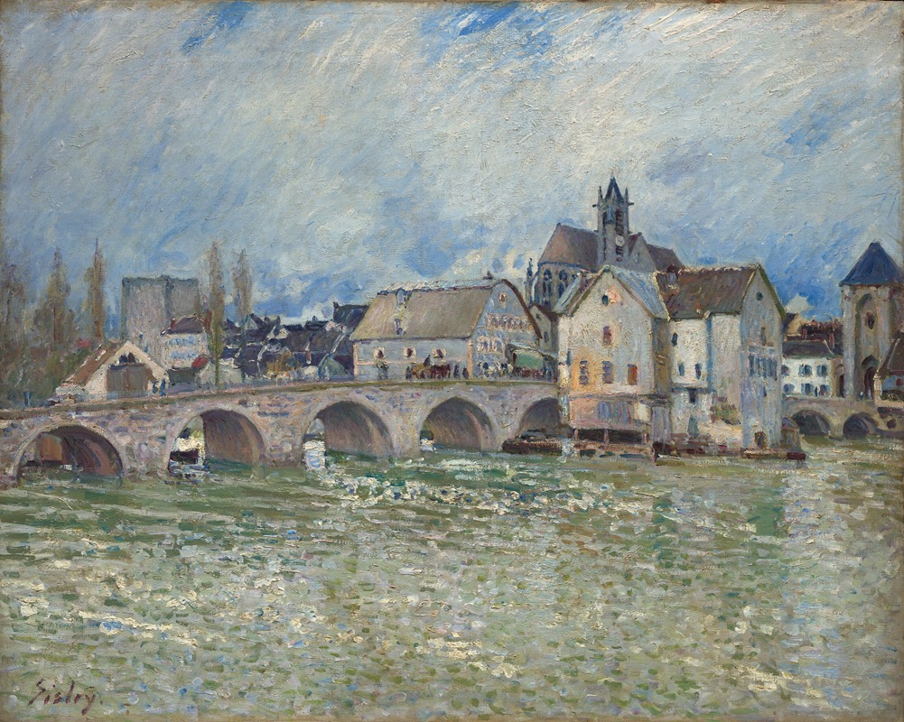 Le Pont de Moret-sur-Loing, temps de crue (1889)