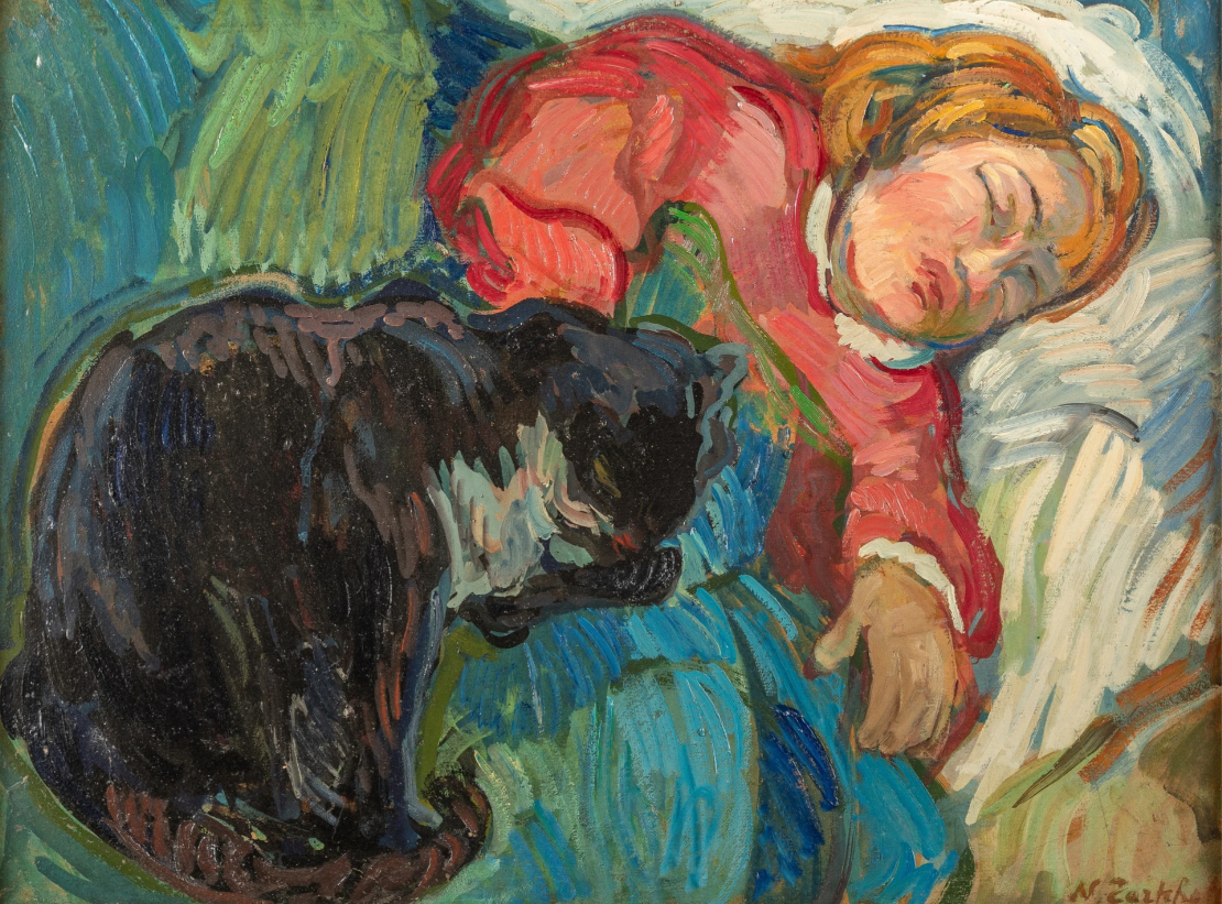 Enfant dormant avec un chat