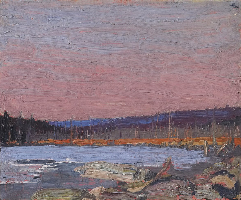 Un lac nordique, vers 1916 (huile sur panneau de pâte de bois composite)