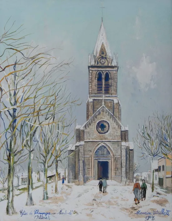 Église de Champagne-au-Mont-d’Or (Rhône) — Gouache sur papier