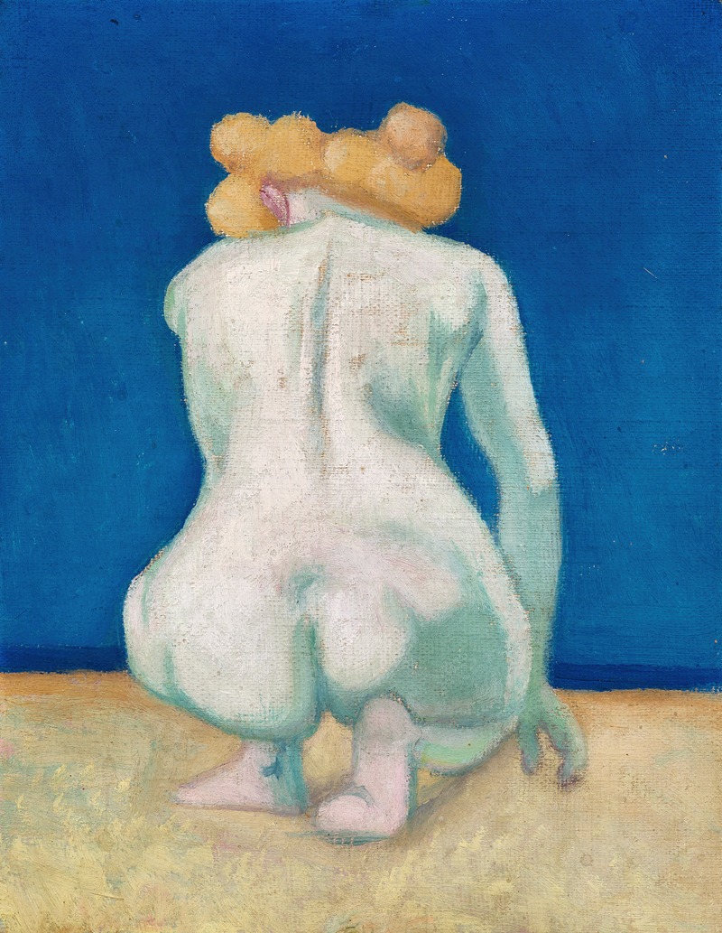 Femme blonde accroupie de dos (1918)