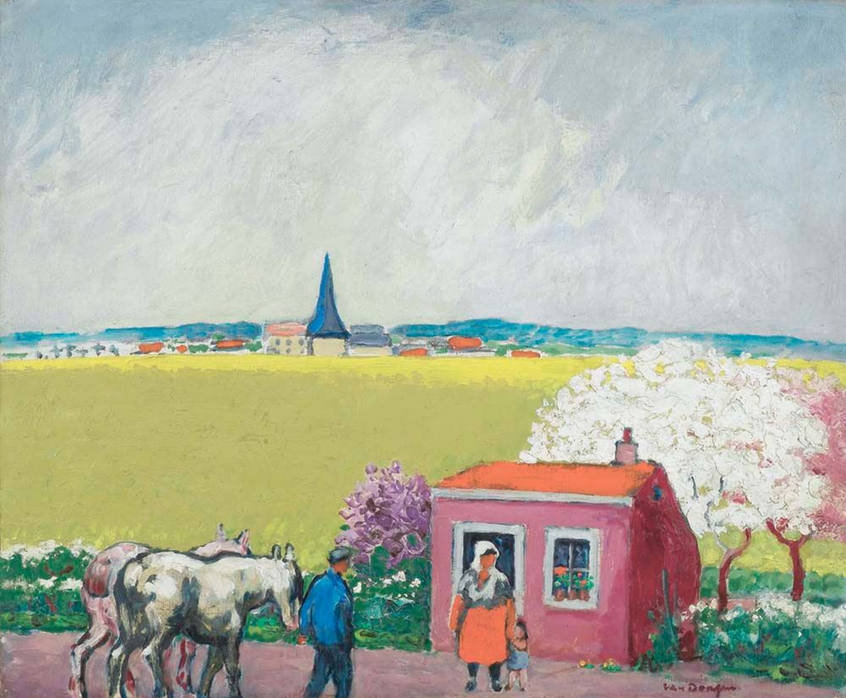 Paysage hollandais avec maison rouge
