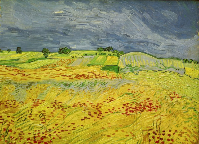 Champ de blé avec ciel orageux, 1890