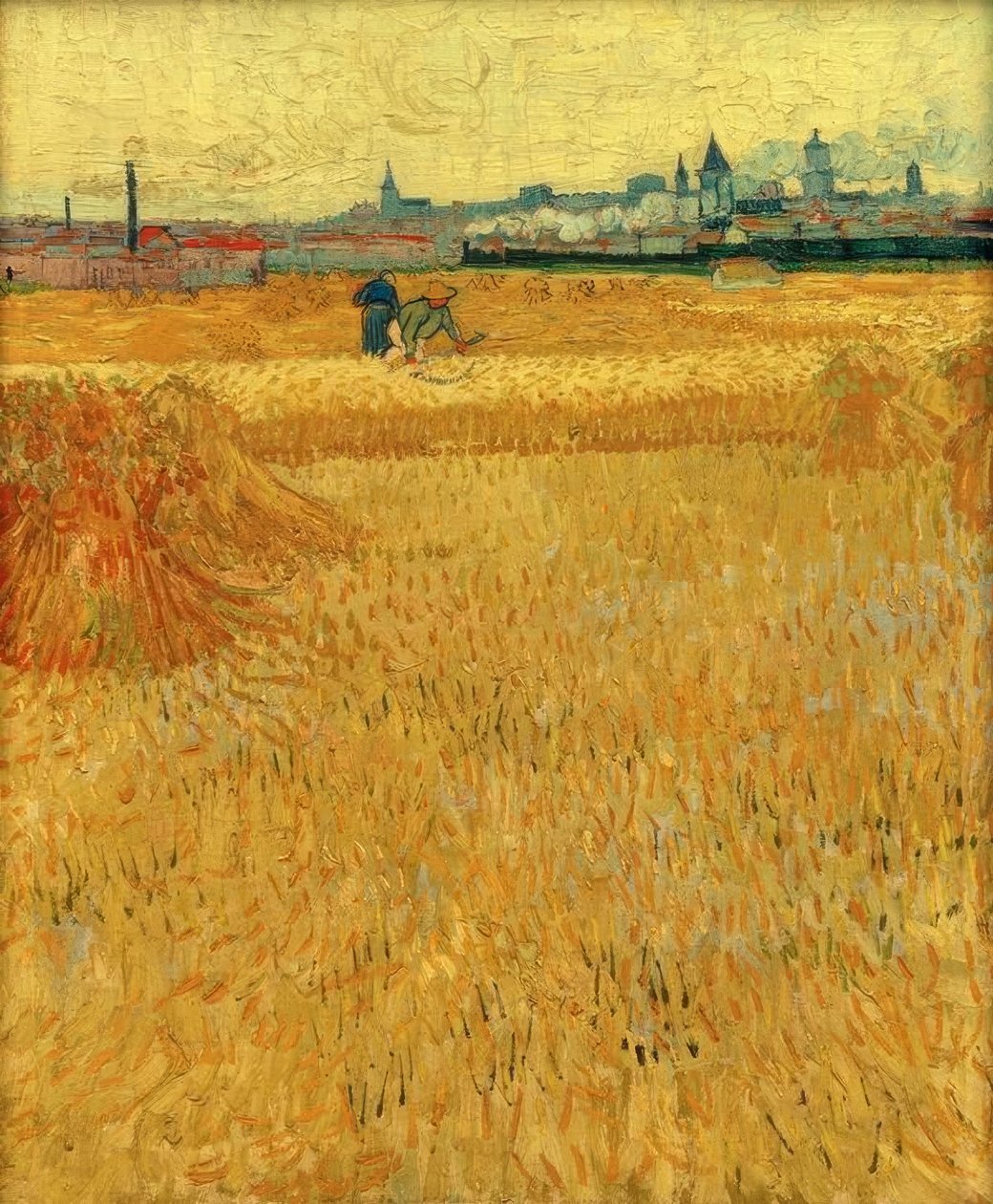 Champ de blé avec vue sur Arles, 1888