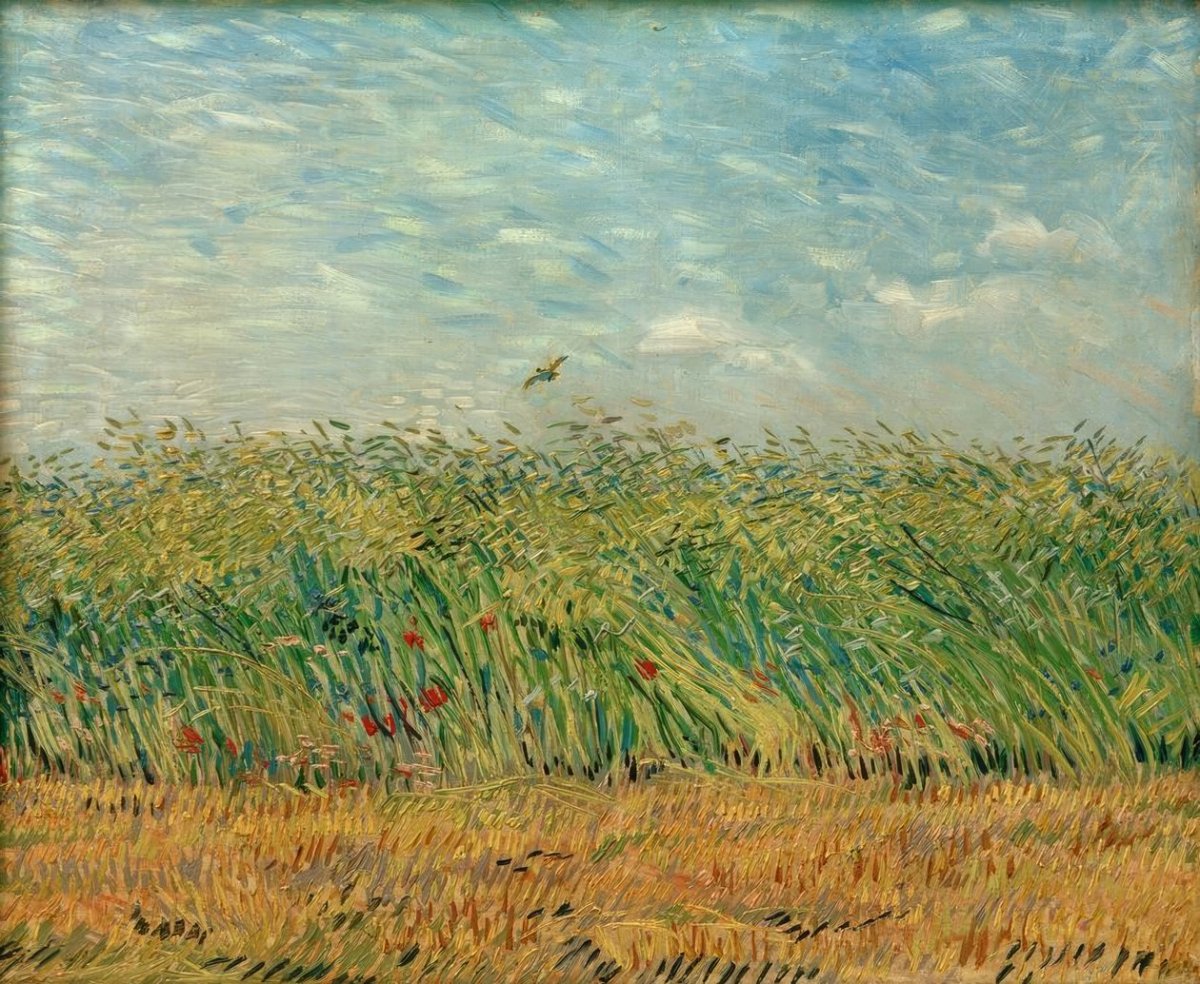 Champ de céréales avec coquelicots et perdrix, 1887