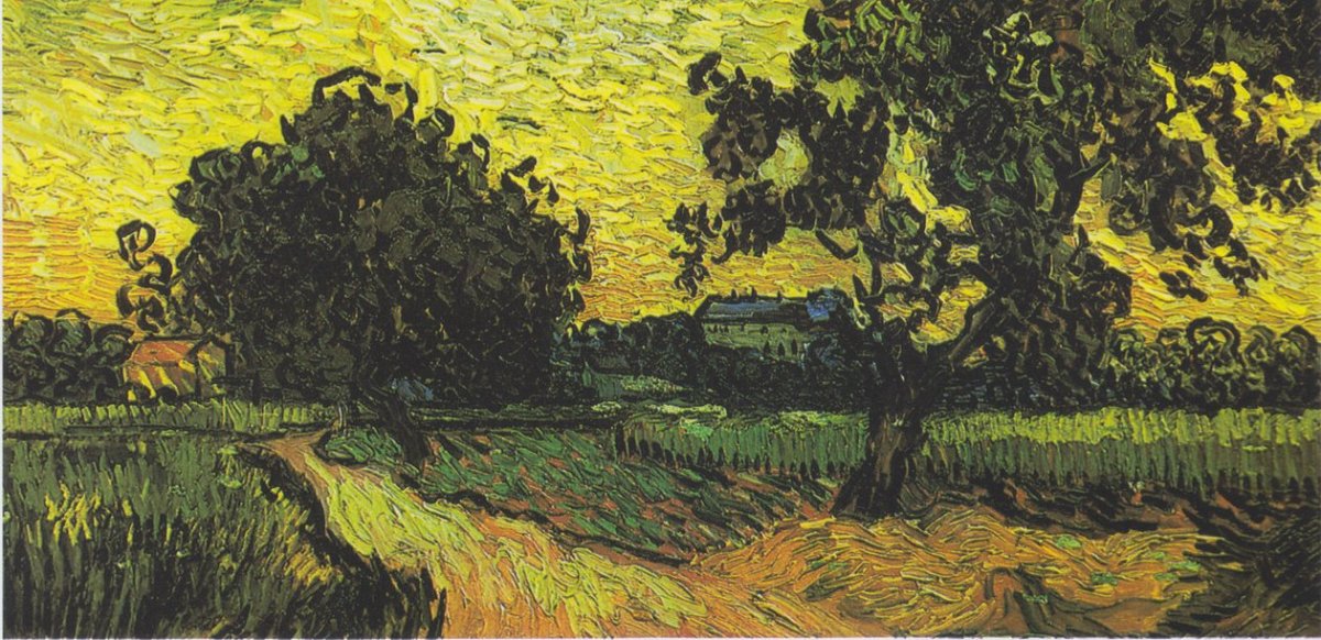 Paysage avec le château d'Auvers au coucher du soleil, 1890
