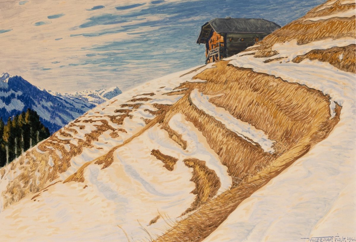 Paysage d'hiver avec chalet, 1941