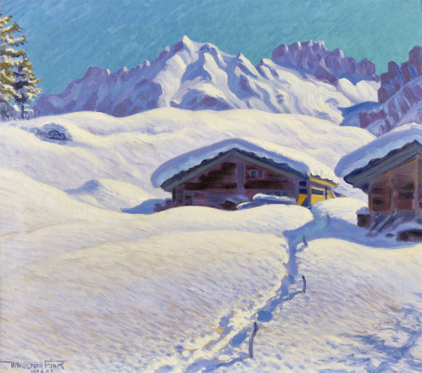 Paysage hivernal près d'Adelboden avec la Bonderspitze 1920-1923