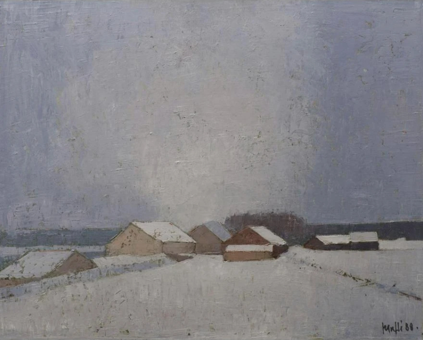 Hameau sous la neige dans le Jura, 1988
