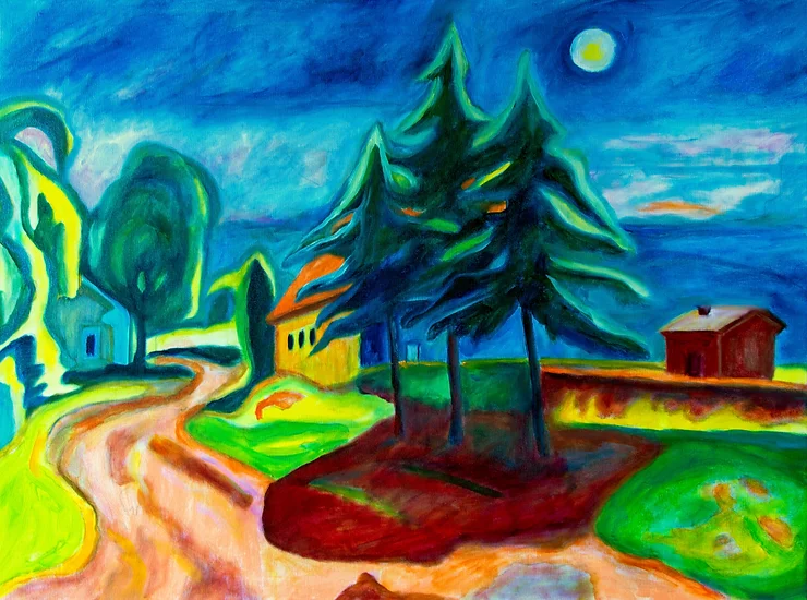 Les 3 sapins à la pleine lune