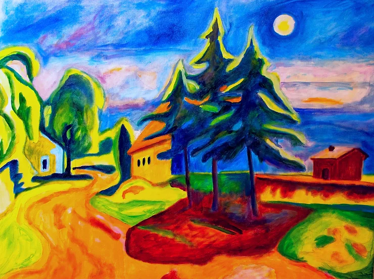 Les 3 sapins à la pleine lune