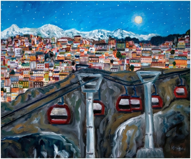 La Paz et son téléphérique à la pleine lune - réf. CS0523