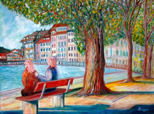 Deux amoureux sur un banc public - réf. CS8822