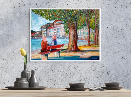 Deux amoureux sur un banc public - réf. CS8822