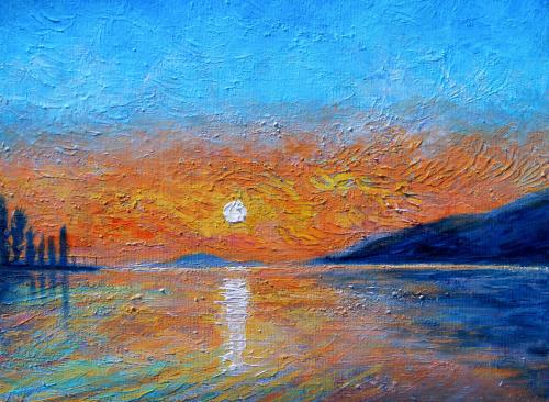 La nuit tombe sur le lac - Réf. CS4921