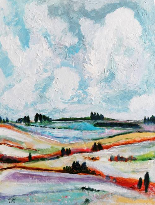 Paysage avec champ de lavande - Réf. CS4321