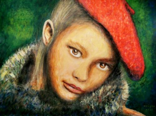 La fille au béret rouge - Réf.CS0221