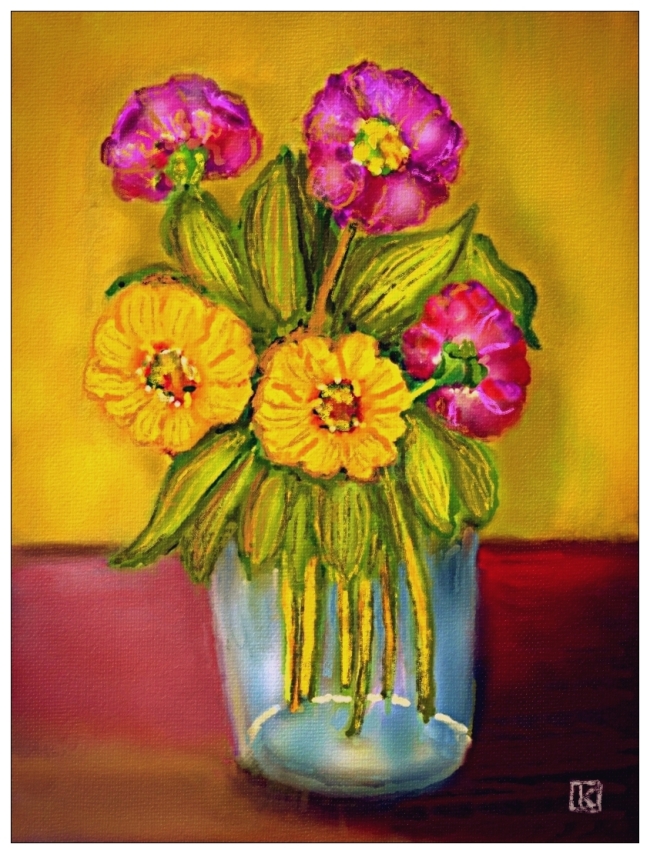 Fleurs dans un  vase transparent - réf. CS6825DP