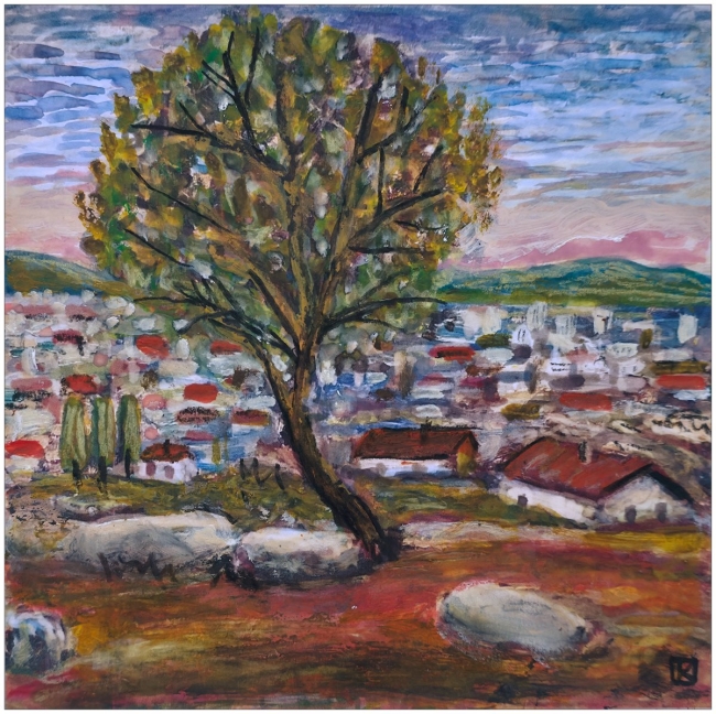 Sur la colline au soleil couchant - réf. CS7825