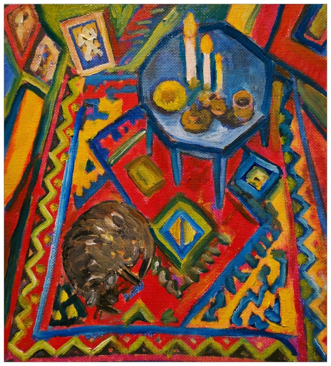 Chat dormant sur un tapis berbère - réf. CS7026