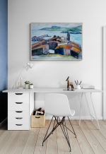 Vue sur Collioure selon Albert Marquet - Huile sur carton, 70 × 50 cm, réf. 12222